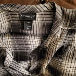 Plaid 3/4 sleeve blouse